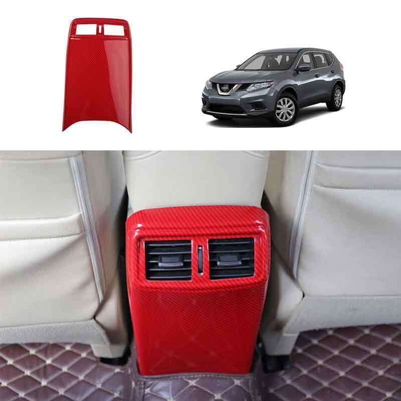for Nissan Rogue 2014-2020 Red Carbon Rear Air Outlet Vent Panel anti-kick Trim