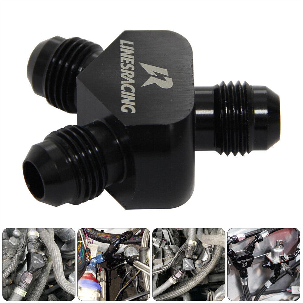 AN6 AN6 9/16-18UNF 3 Way Y Block Car Aluminum Fittings Adapter Universal Black