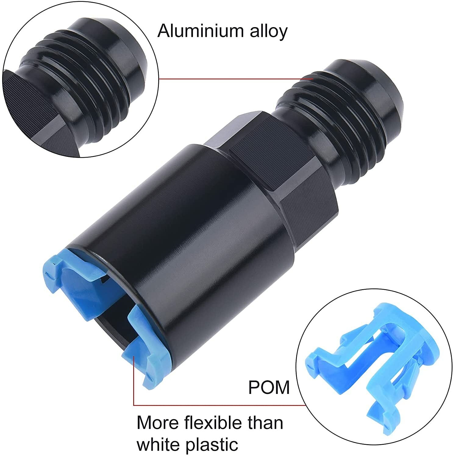 2-pack 6AN male flash connectors to 3/8 inch SAE quick disconnect female push-type EFI connectors
