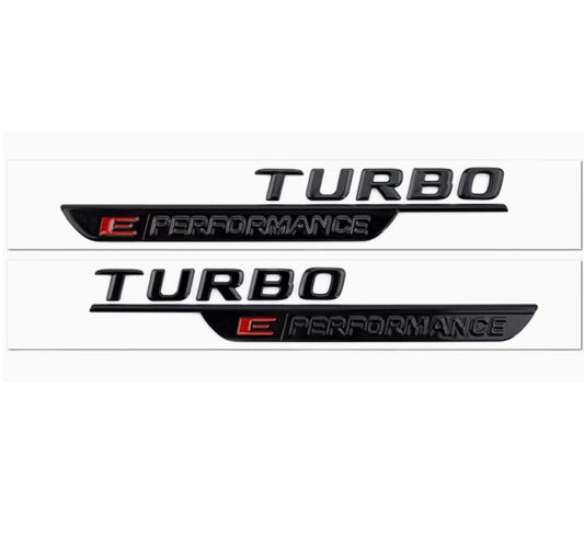 TURBO E PERFORMANCE STICKER SIDE FENDER BLACK EMBLEM for MB C63 GLC GT63 SL63