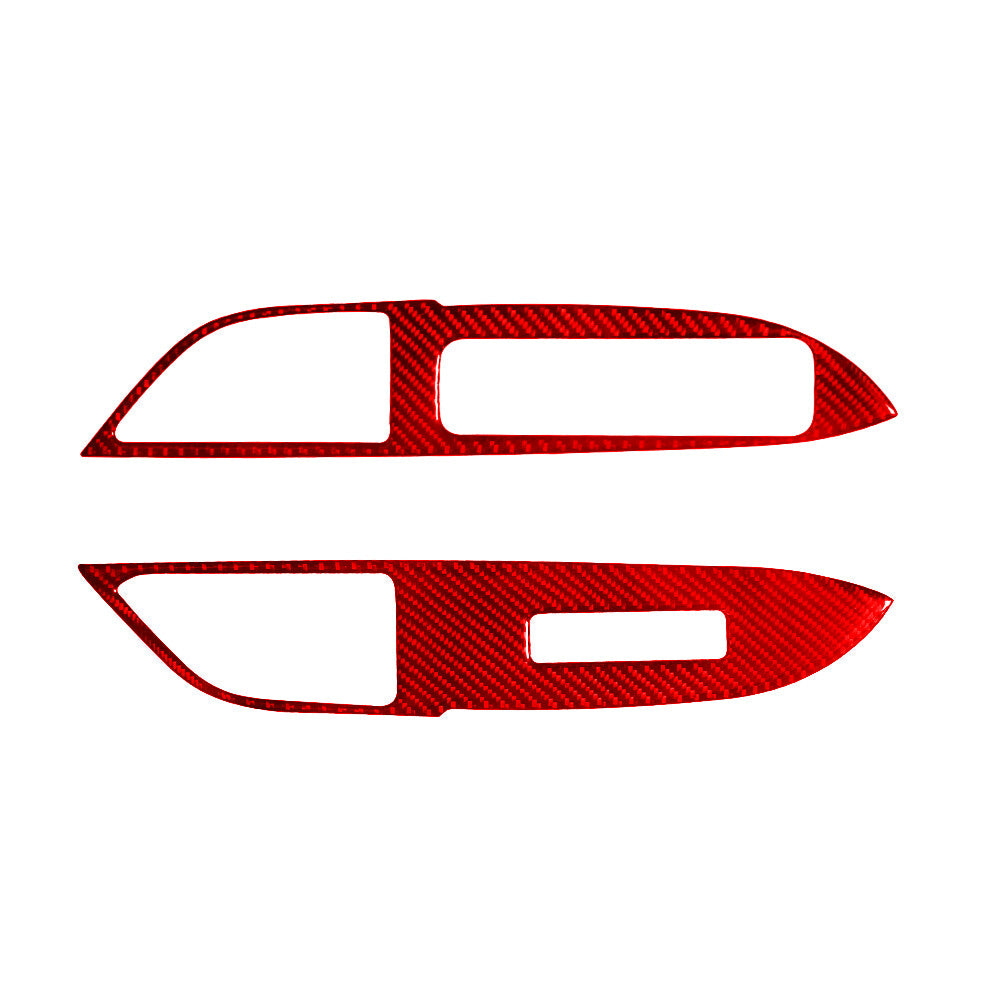 Red Carbon Fiber Front Door Switch Cover Trim for Mitsubishi Outlander 2014-2016