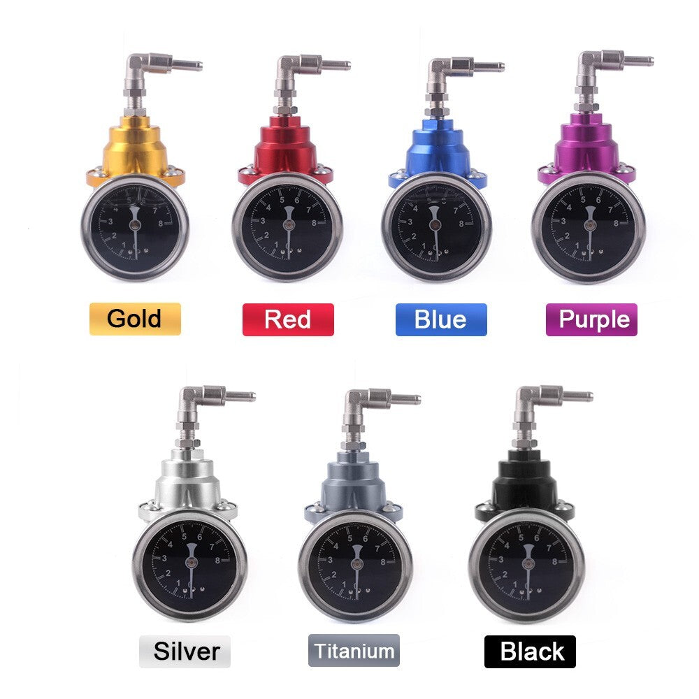 Titanium Universal Adjustable Car Fuel Pressure Regulator with Oil Gauge Kit