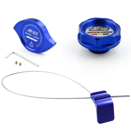Blue Oil Filler Cap+ Radiator Cap+ Oil Dipstick for Honda for Acura K20 K Series