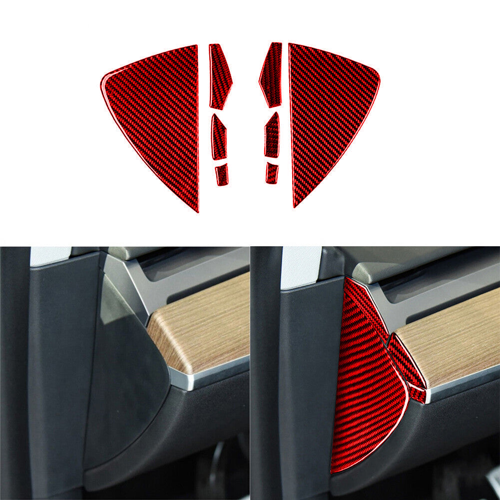 Red Carbon Fiber Both Side Dashboard Front Slot Decal for Tesla Model 3/Y 17-22