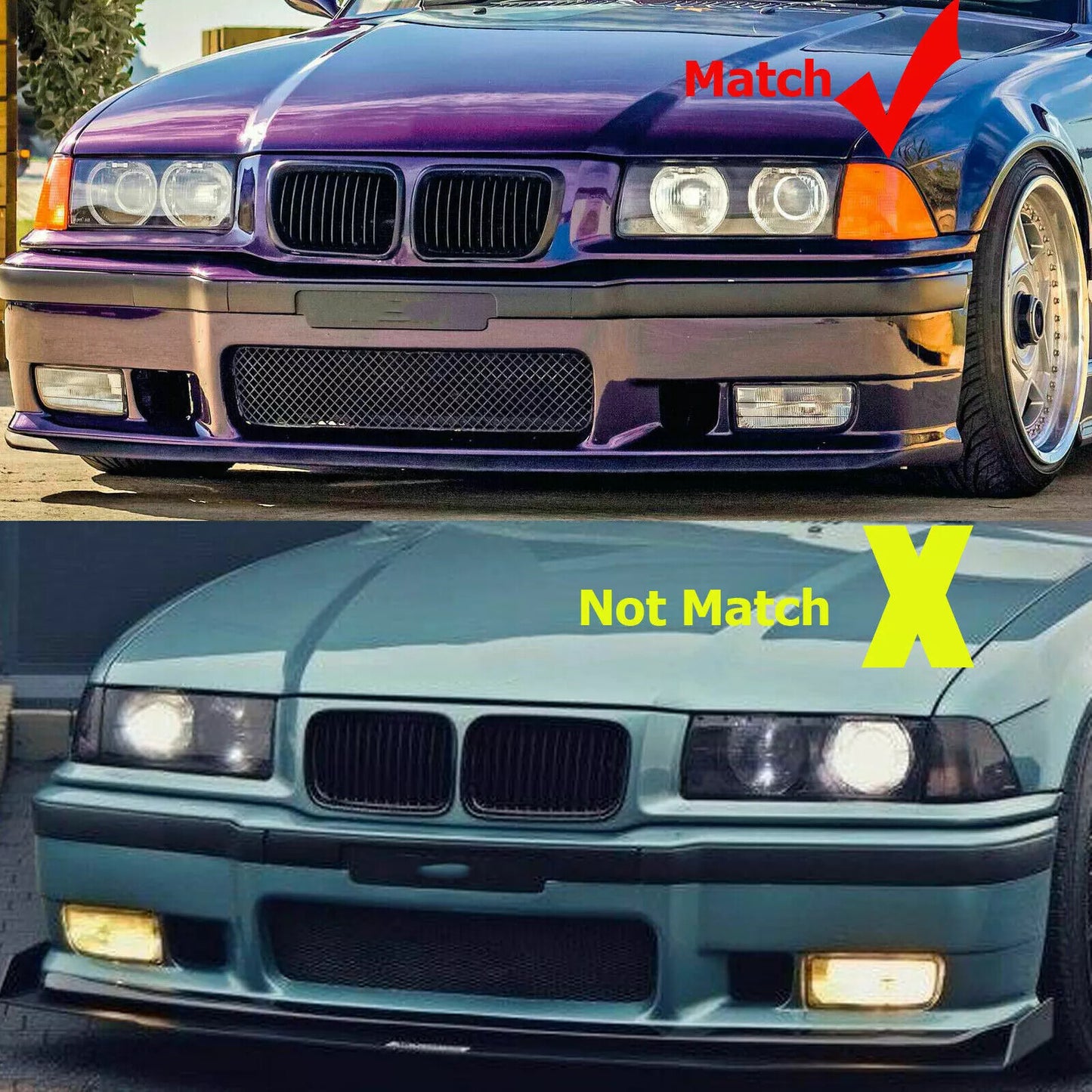 Front Hood Kidney Grille Grill Matte Black for BMW 3 Series E36 M3 1996-1999