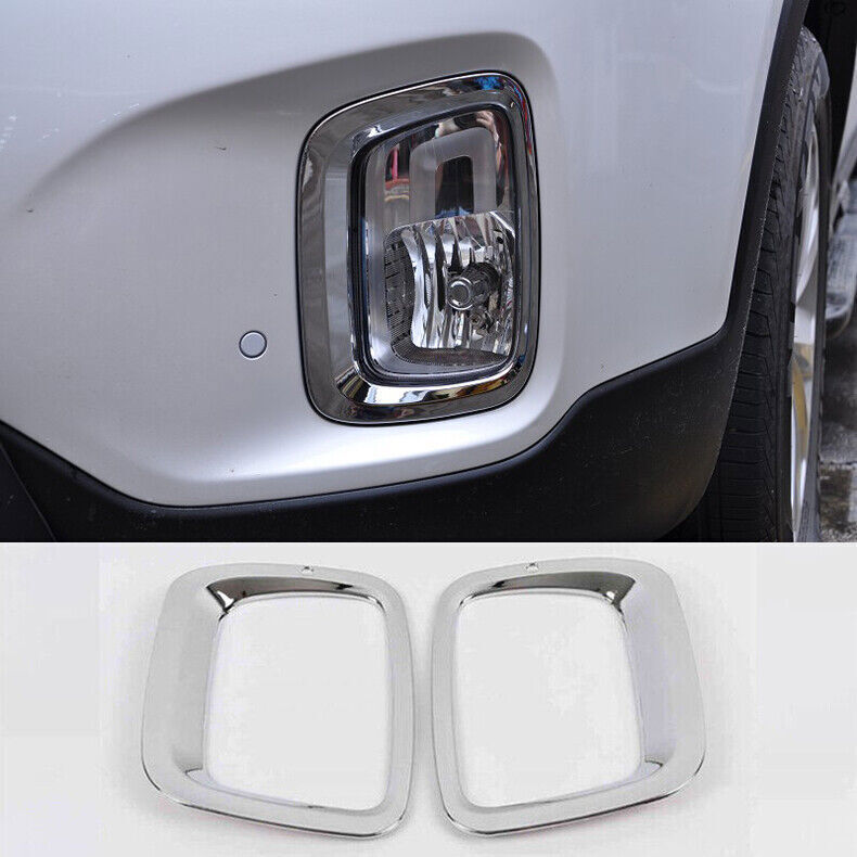for Kia Sorento 14-15 Chrome Front bumper Fog Light Lamp Moulding Cover Trim 2P