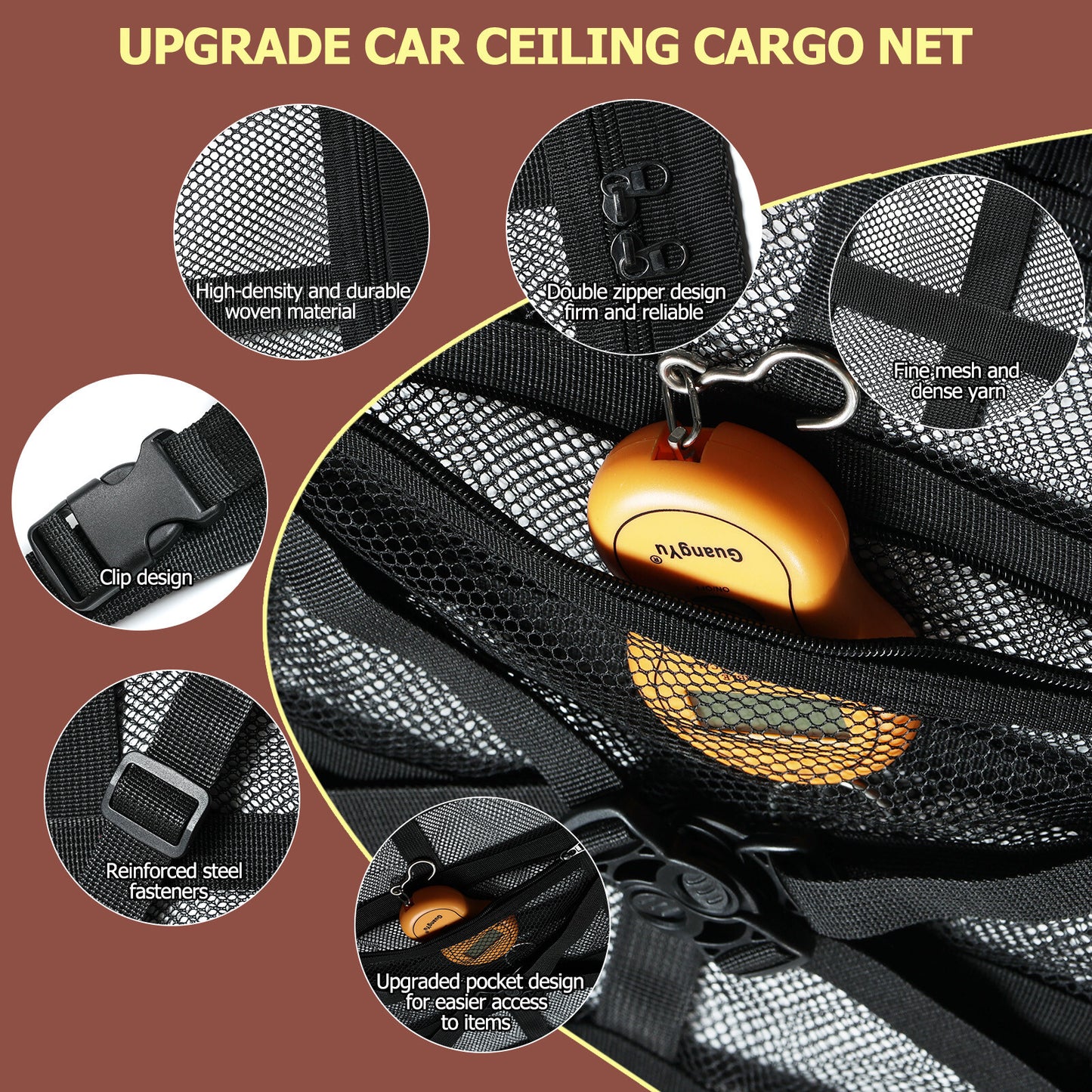 Campervan Universal Car Ceiling Storage Net Car Roof Cargo Net Mesh Storage Bag