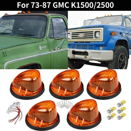 5-piece amber marker light strip base for gap between cab roof and vehicle cab, suitable for 1973-87 for GMC K1500/2500