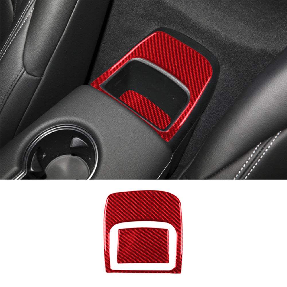 2Pcs Red Carbon Fiber Rear Console Storage Cover Trim for Toyota Supra 2019-2022