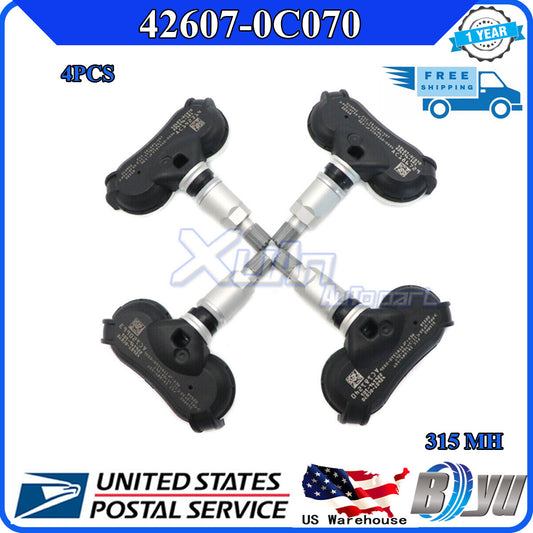 4 Tire Pressure Monitoring Sensors 42607-0C070 for Toyota Sequoia for Sienna Tundra