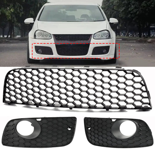 Front bumper lower grille + fog light grille cover suitable for Volkswagen for Golf MK5 GTI 2005-09