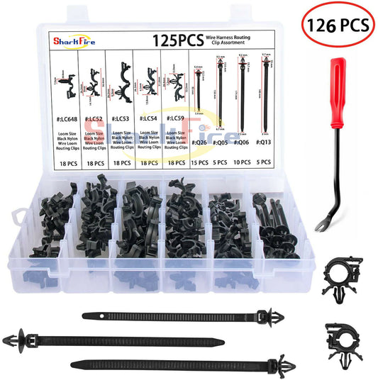 Automotive wiring harness clips, 6 different sizes suitable for Honda , GM, and for Mazda .