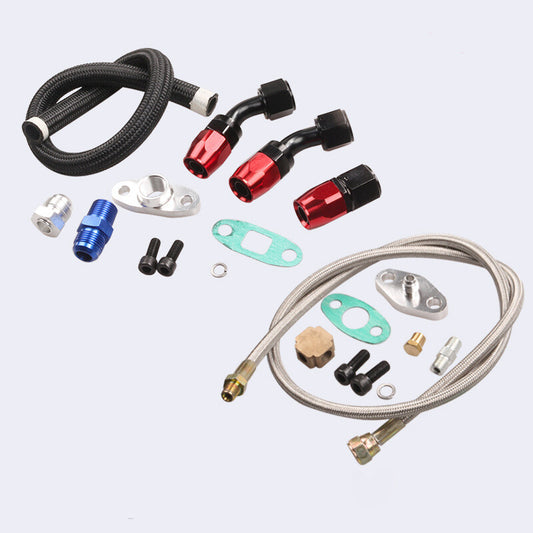 Universal Turbine Oil Line Kit Inlet and Return Drain Flange for T3T4 T04E Oil Pan Plugs