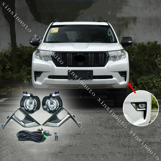 2pcs Front Bumper DRL Fog light Kit Refit for Toyota Prado FJ150 LC150 2018-2021