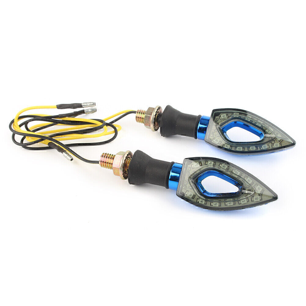 Pair LED Motorcycle Amber Turn Signal Blinker Indicator Light Fit for Yamaha Blue
