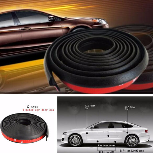 Car Universal Door 4M Z-shape Seal Strip Pad Weather Rubber Strip Moulding Black