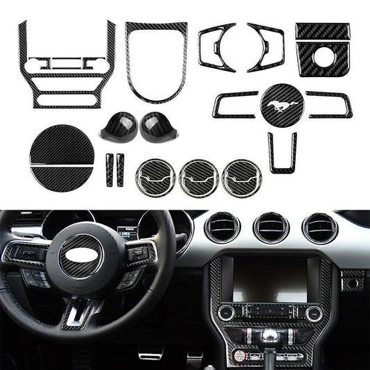 29 Pcs Carbon Fiber Interior Decoration Kit Cover Trim for Ford for Mustang 2015-19