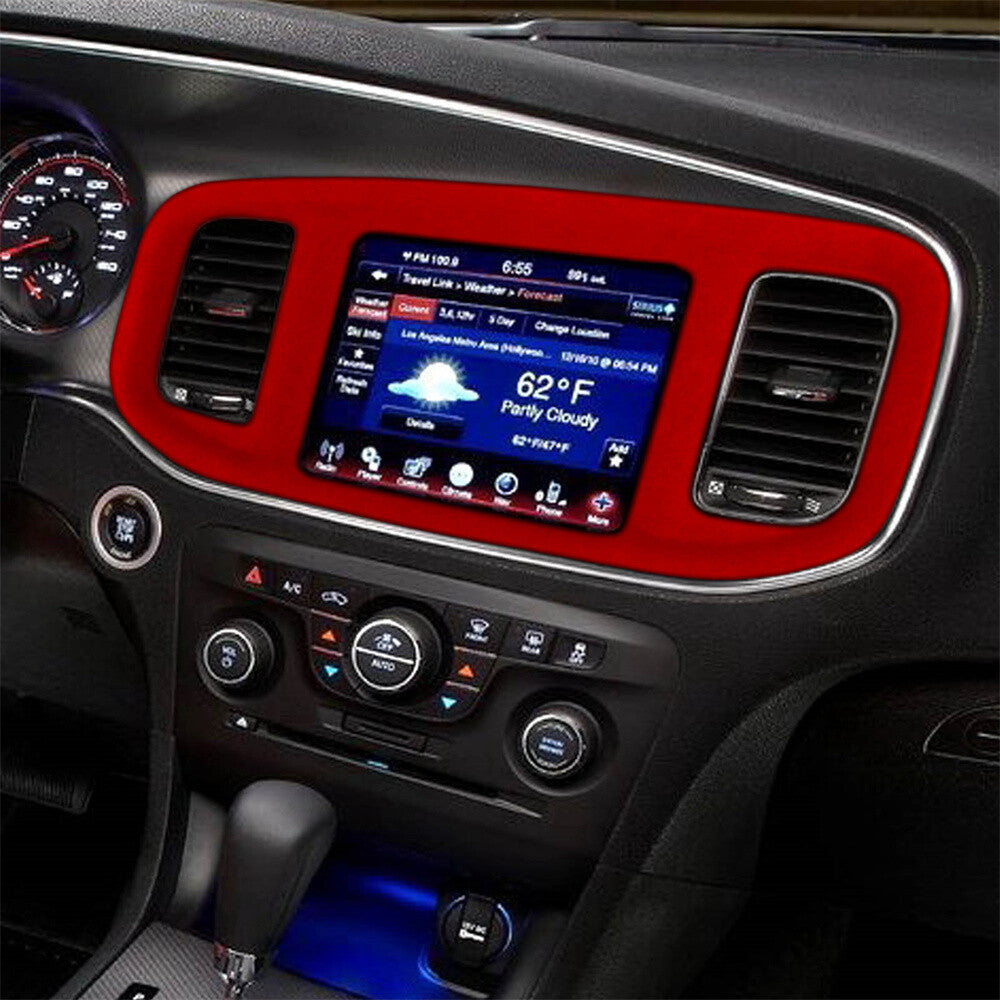 Suede Wine Red Central Control Navigation Panel Trim for Dodge Charger 2015-2023