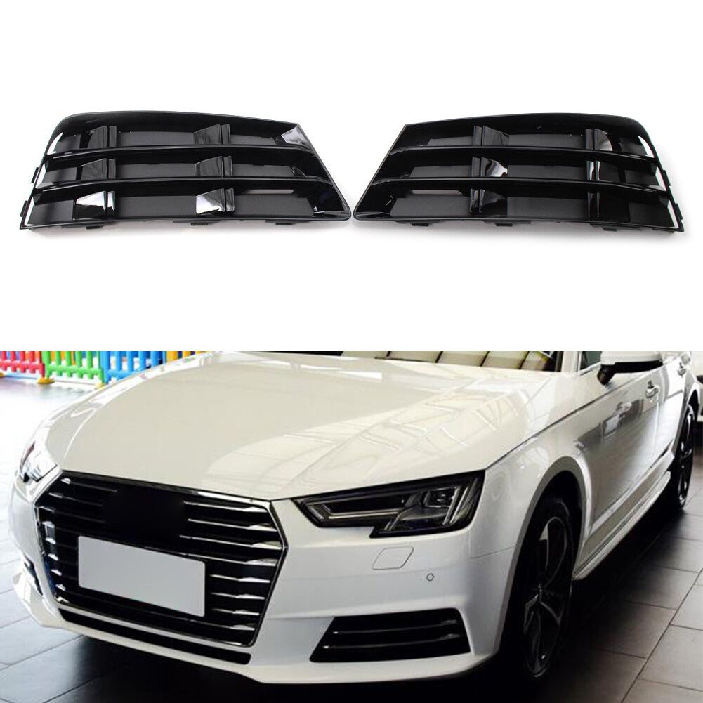2pcs Front Bumper Fog Light Grille Cover Lower Grill for AUDI A4 B9 2016-2018