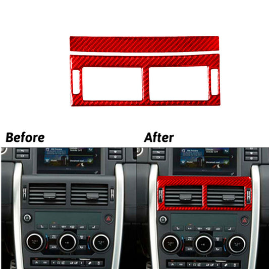 2X Red Carbon Fibre Centre Air Vent Trim for Land Rover Discovery Sport 2015-2019