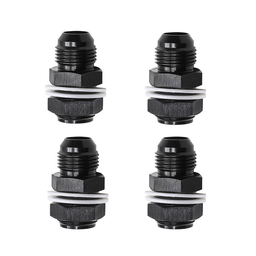 4Pcs Black 12 AN AN12 Flare Fuel Cell Bulkhead Fitting With Teflon Washer AN12