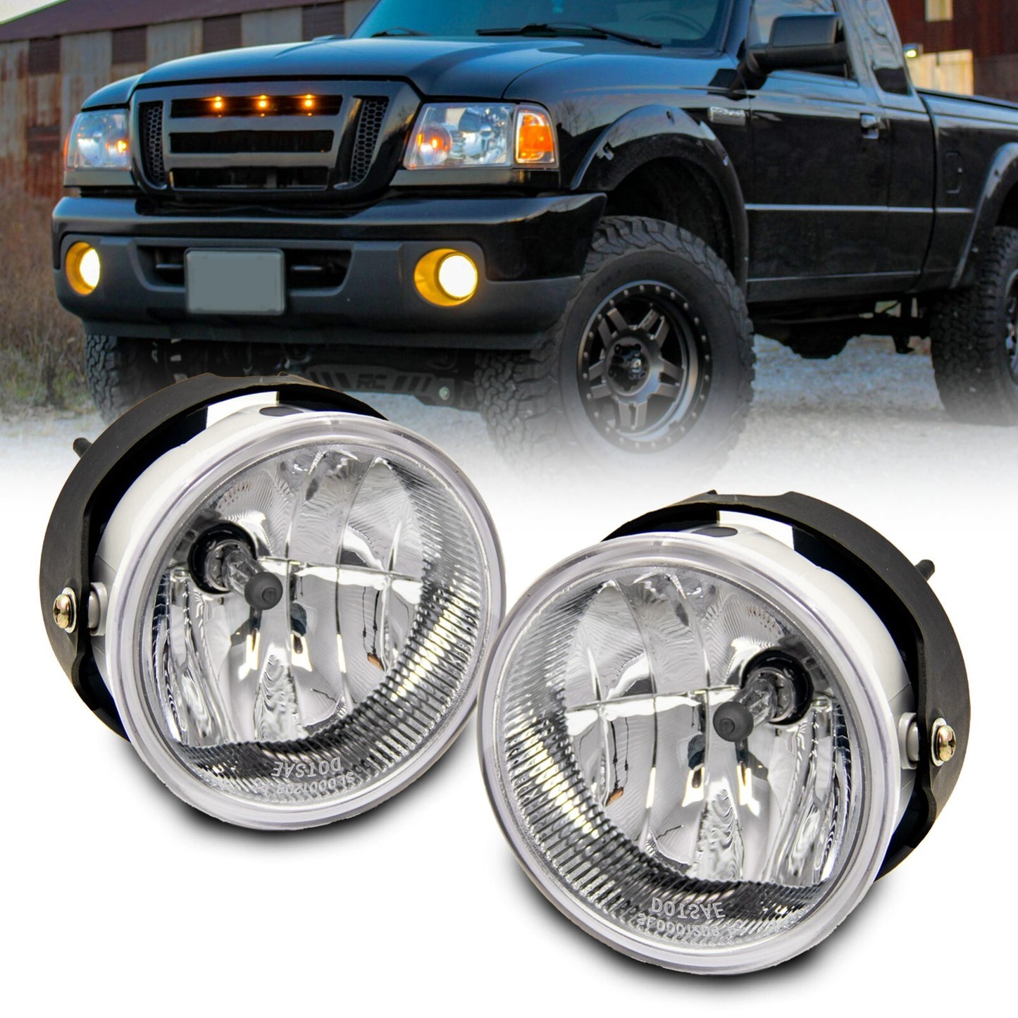 Fog lights compatible with 07-13 for Ford Expedition/08-11 Ranger driving lights with transparent lenses L+R
