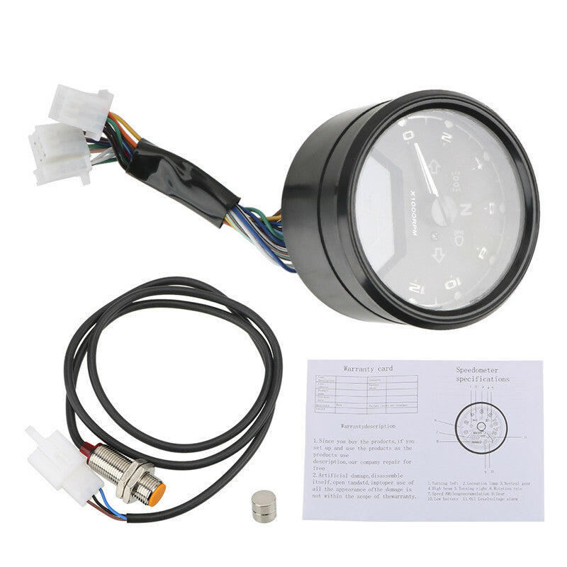 Motorcycle Speedometer Dial Odometer LED Digital Indicator Tachometer Fuel Meter