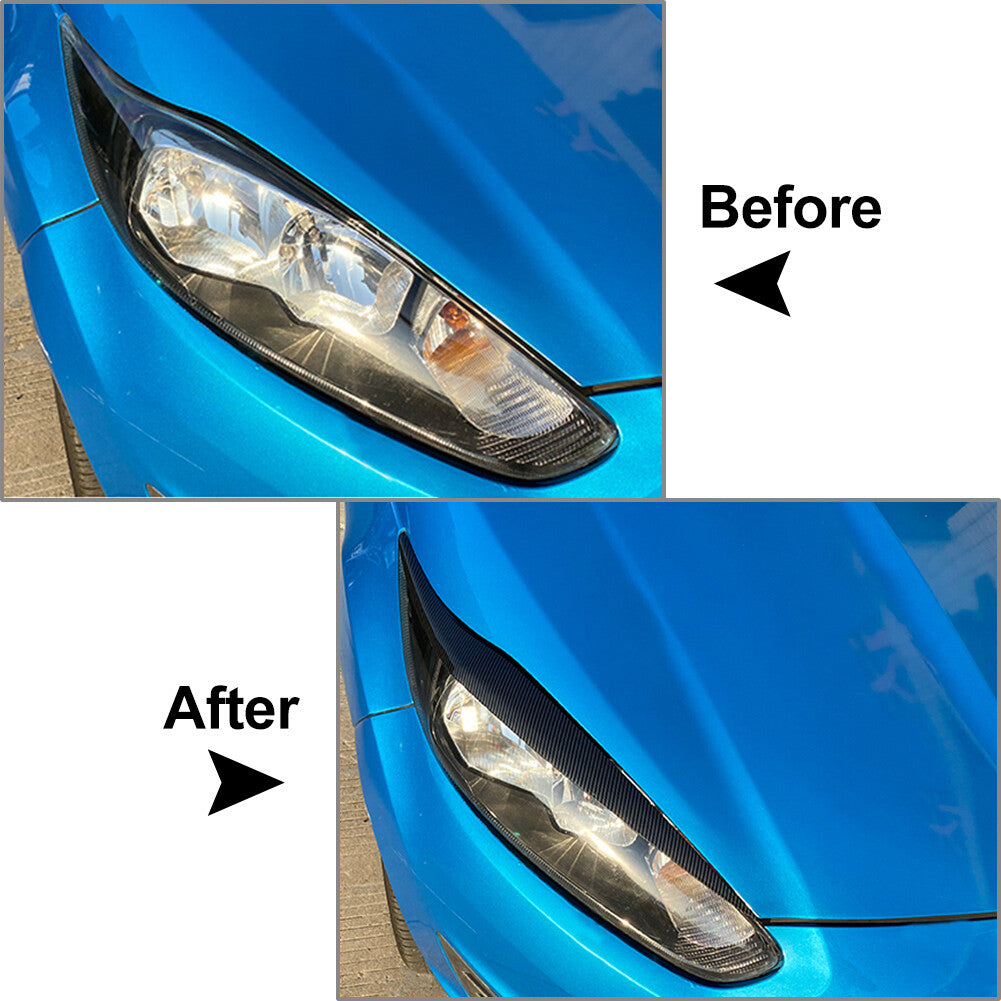 Car Front Headlight Eyebrow Cover Trim for Ford Fiesta MK6.5 2013-2017