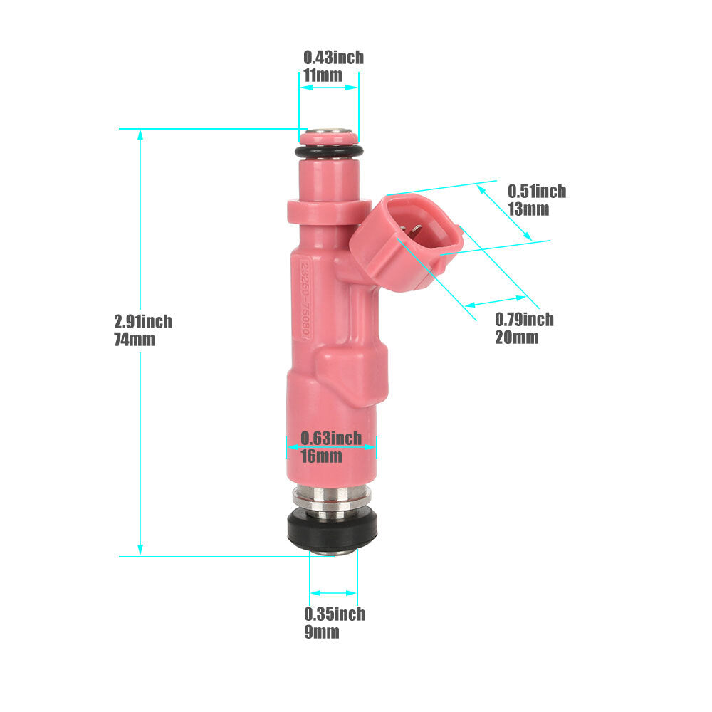 4-pack of new fuel injectors 23250-75080 98-04, suitable for Toyota Tacoma and 4Runner 2.4/2.7L.