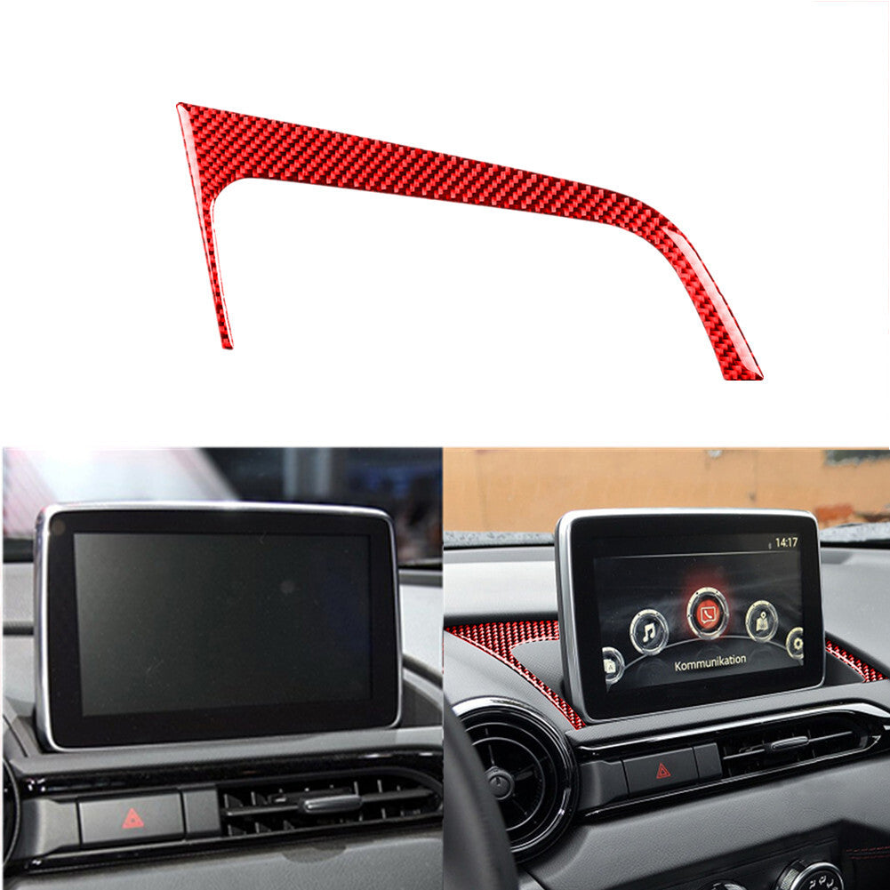 Red for Mazda MX-5 Carbon Fiber Interior Navi Displayer Base Frame Cover Trim