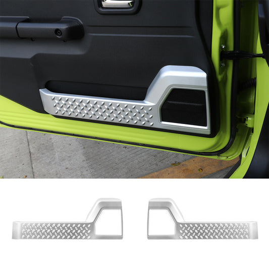 2¡ÁSilver ABS Interior Door Panel Decorative Cover Fit for Suzuki for Jimny 2019-2022