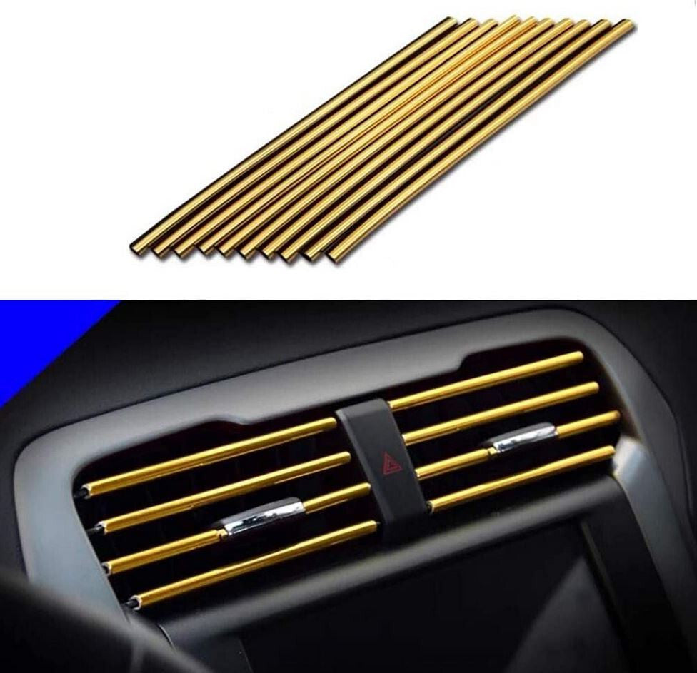 Car air conditioning socket decorative molded trim strip, gold for Kia,10 pieces
