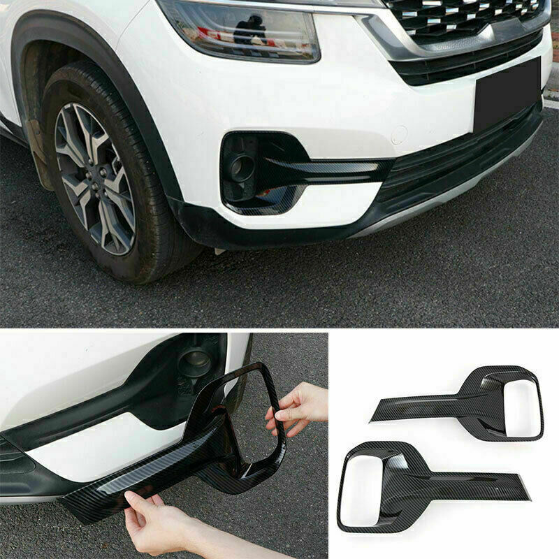 for Kia Seltos 2020-2023 Carbon Fiber pattern Front Fog Light Lamp Frame Trim 2x