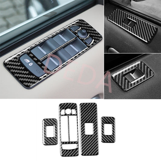 Carbon Fiber Window Lift Switch Button Trim for Land Rover Discovery Sport 15-19