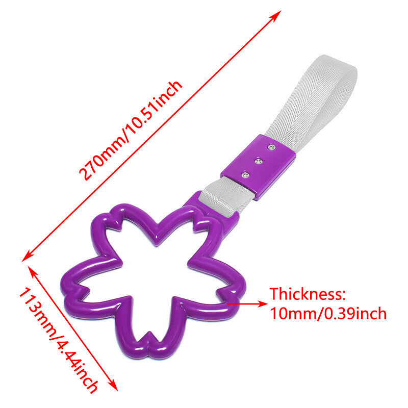 Purple car warning handle with subway bus cherry blossom pods and JDM ring