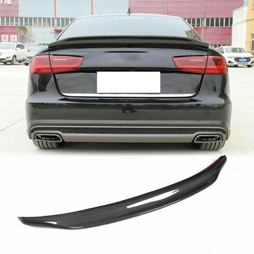 for Audi A6 C7 S6 Sedan 2012-2018 Dry Carbon Fiber Rear Trunk Spoiler Boot Wing