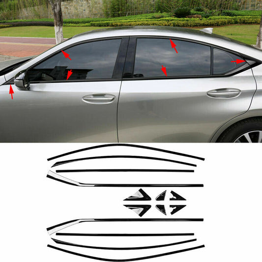 Glossy Black Door Window Frame Sill Molding Trim for Lexus ES350/300h/250 19-22