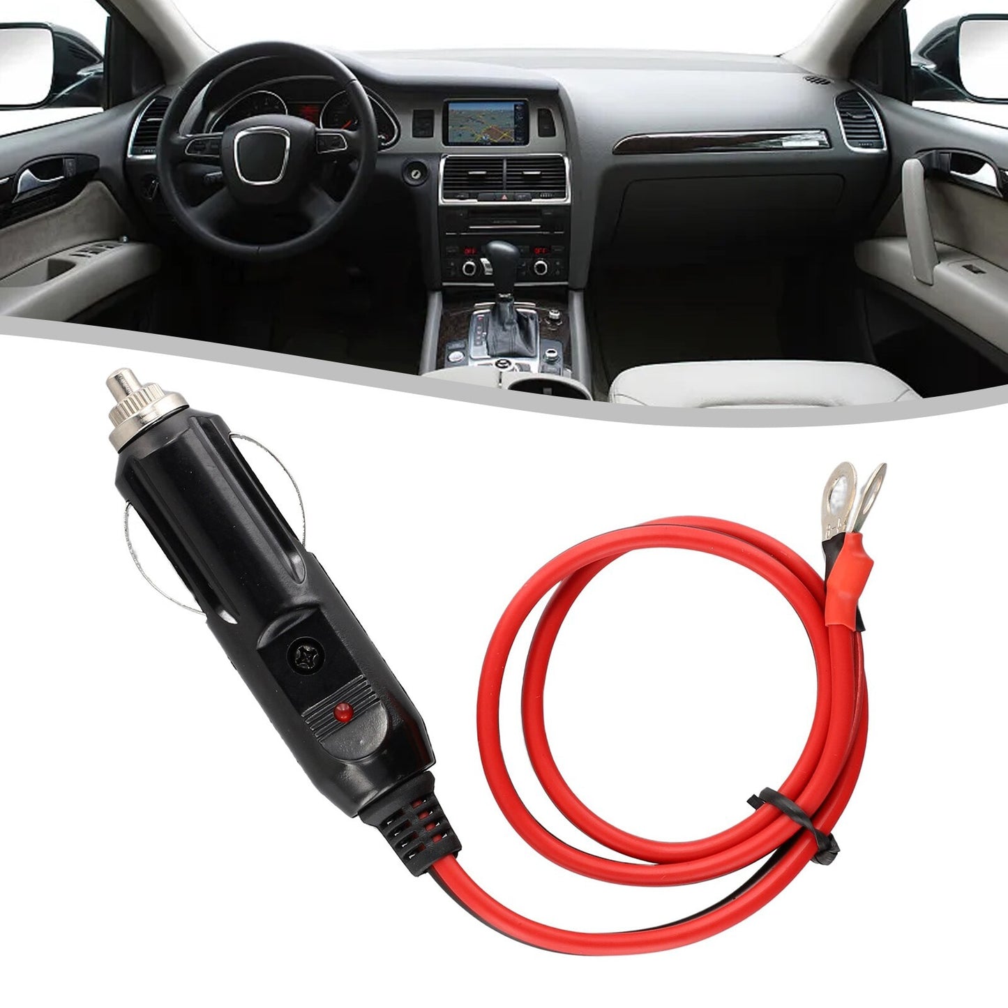 12 Volts Heavy Duty 15A Male Plug Cigarette-Lighter Adapter Power Supply Cord
