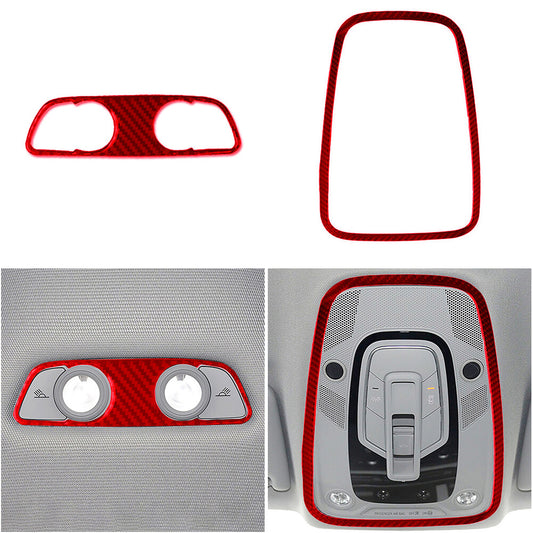 for Audi for A4 2017-2018 Red Carbon Fiber Reading Light Frame Decorative Cover Trim