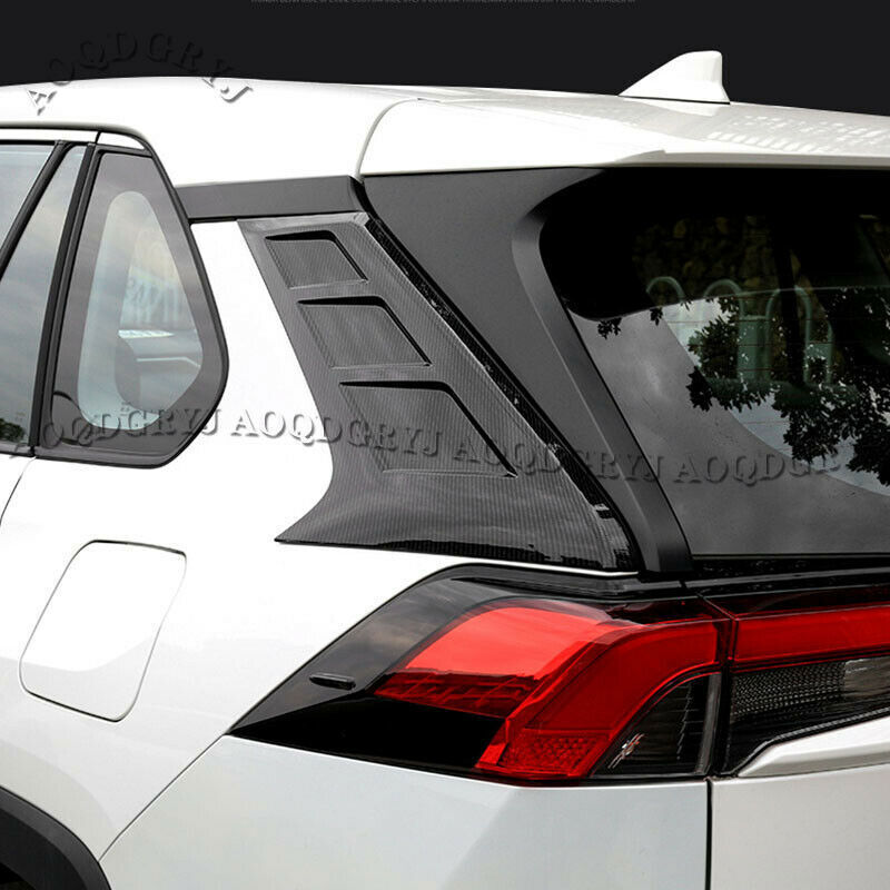 Carbon Fiber Rear Window Spoiler Pillar Cover Trim NEW for Toyota RAV4 2019-2024