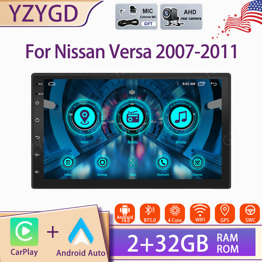 7 for Nissan Versa 2007-2011 Android 14 Carplay Car Stereo Radio GPS Navi WIFI