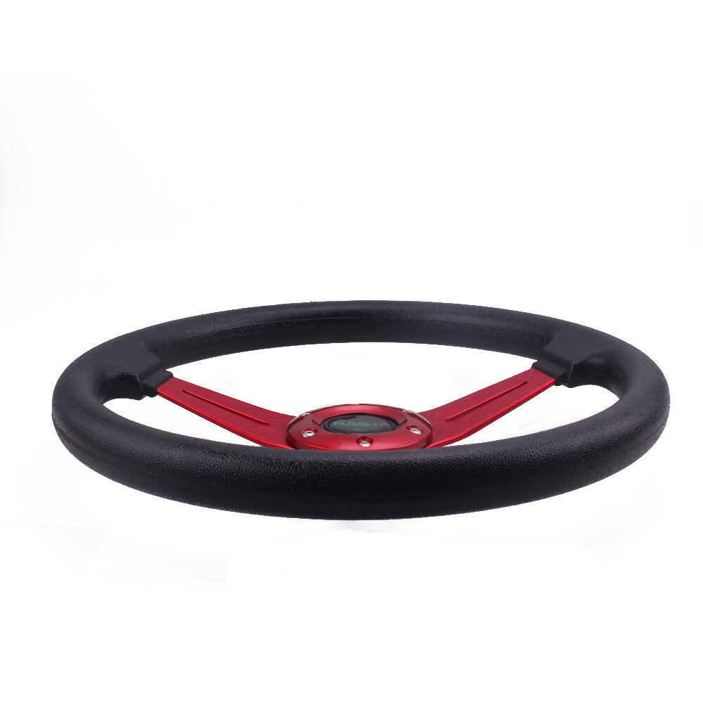 Universal Red Racing Steering Wheel 13.8/350mm Vinyl Leather Aluminum