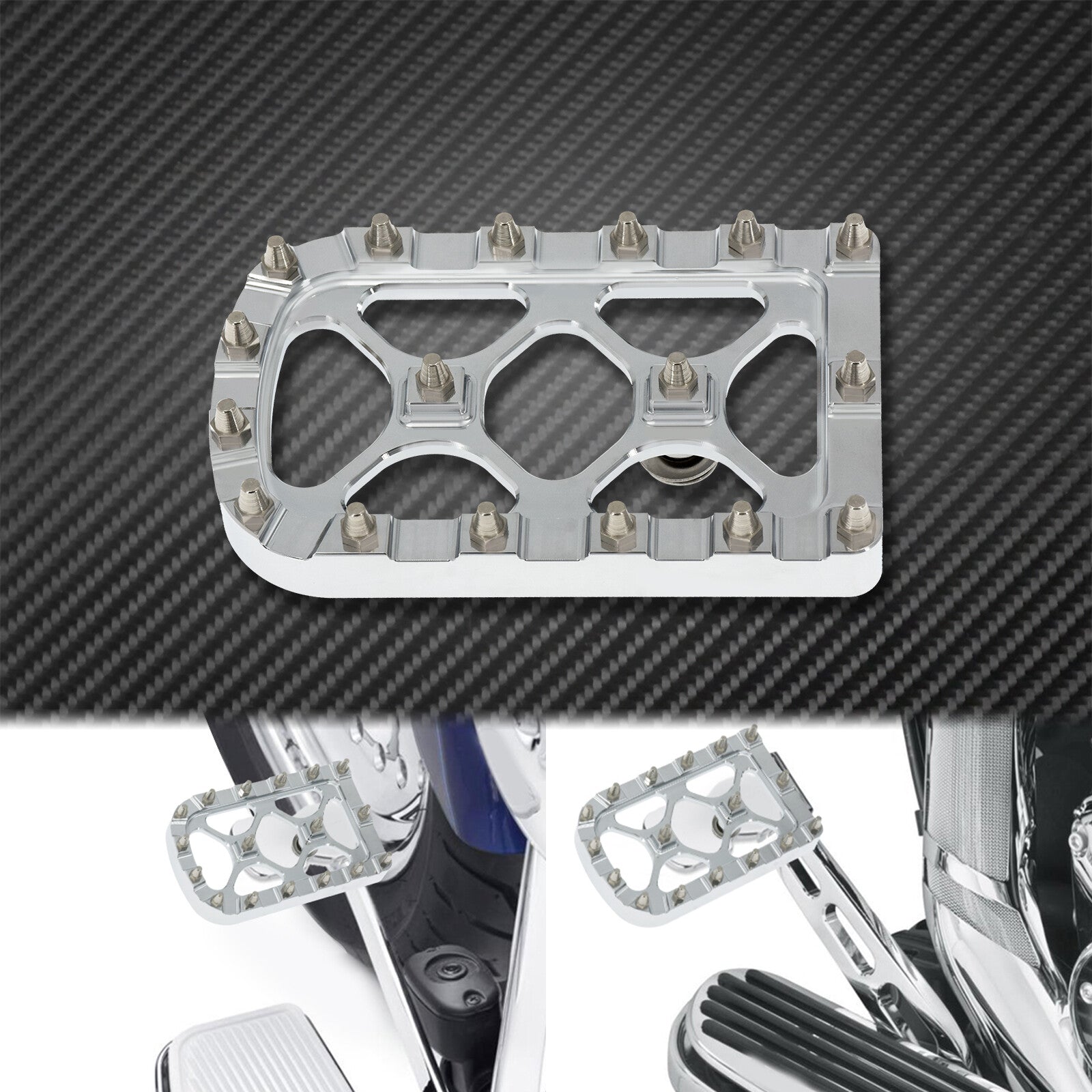 Chrome MX Style Brake Pedal Pad Fit for Harley Electra Street Glide 1980-2021