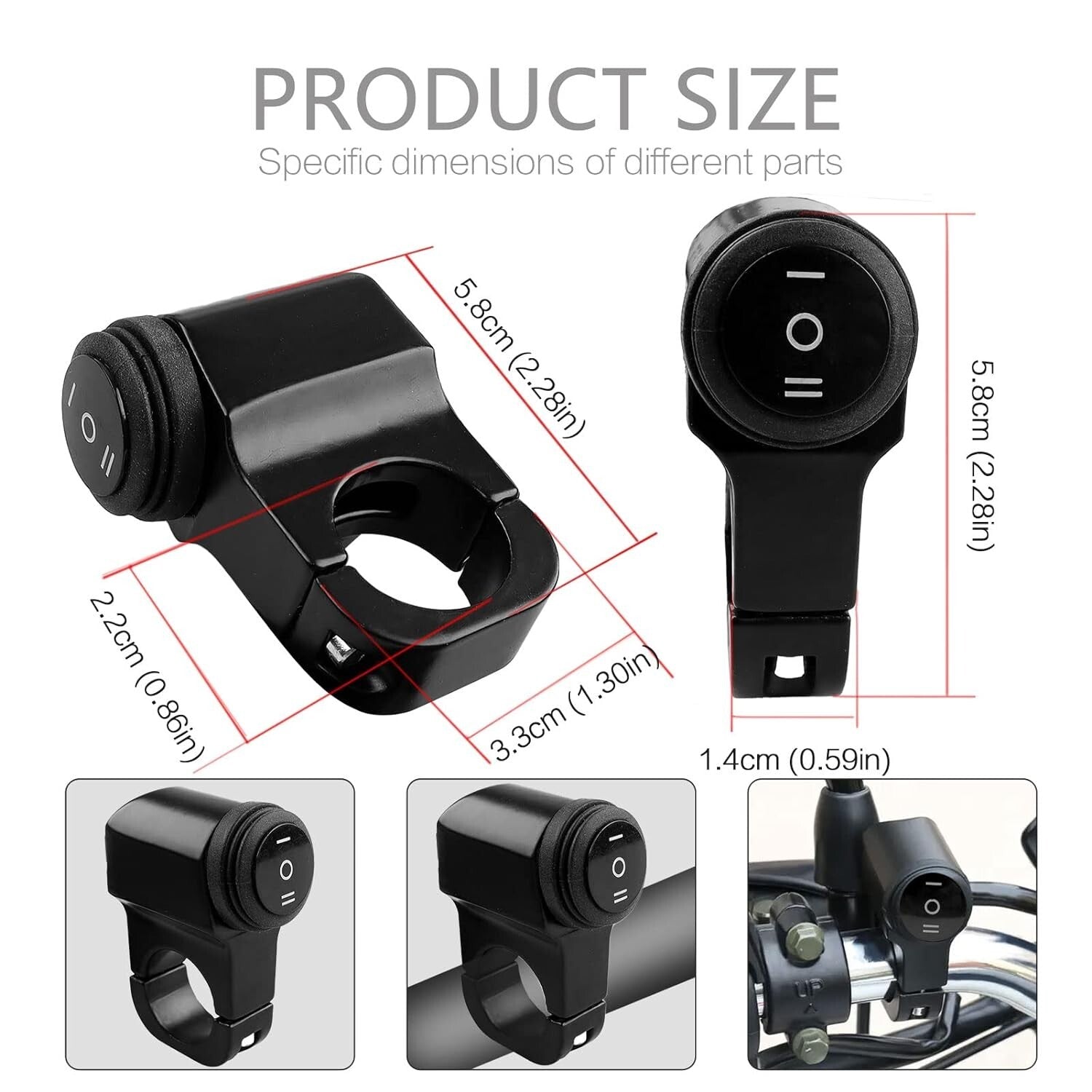12V 3 Position Waterproof Motorcycle ATV Handlebar Headlight Switch 7/8 22-23mm