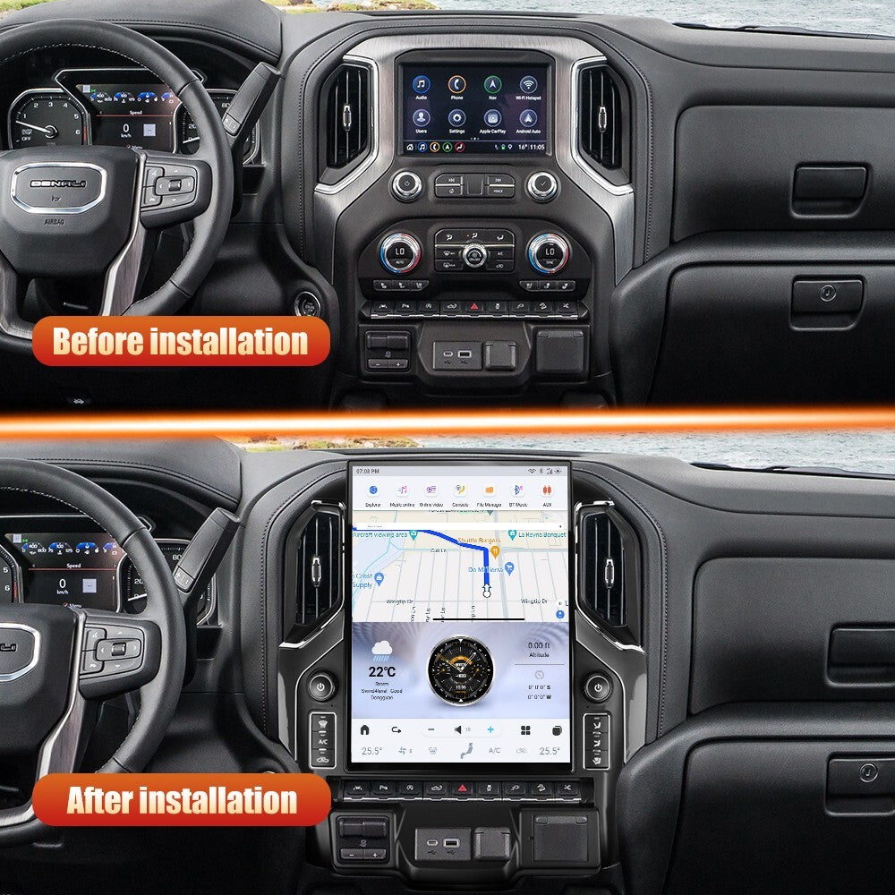 for Chevrolet Silverado for GMC for Sierra 2019-2023 for Tesla Vertical Screen GPS Radio