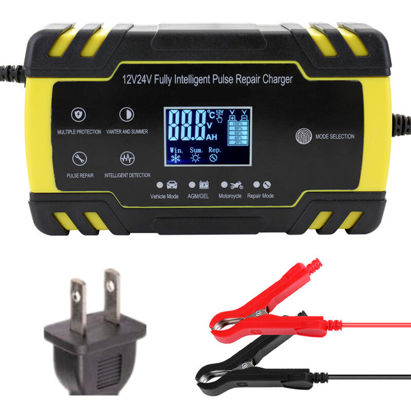 Motorcycle 12V 8A Digital LCD Display Battery Chargers Power Puls Repair Charger