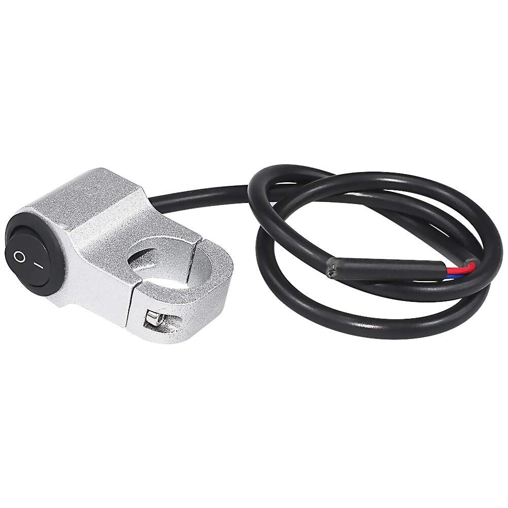 12V Motorcycle On/Off Switch 22mm for Fog Lights Brake Handlebar Switch (Silver)