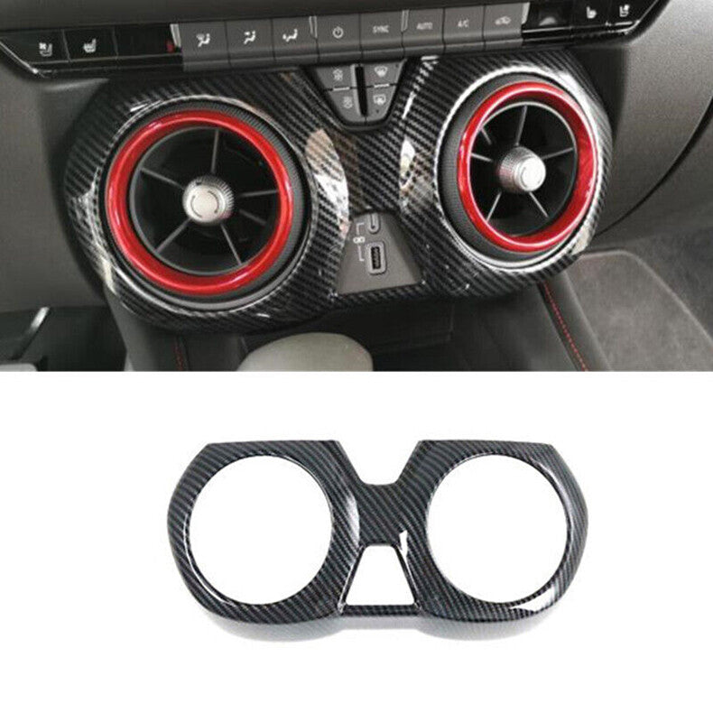 for Chevy Blazer 2019-22 Carbon Fiber Central Console Air Vent Outlet Cover Trim