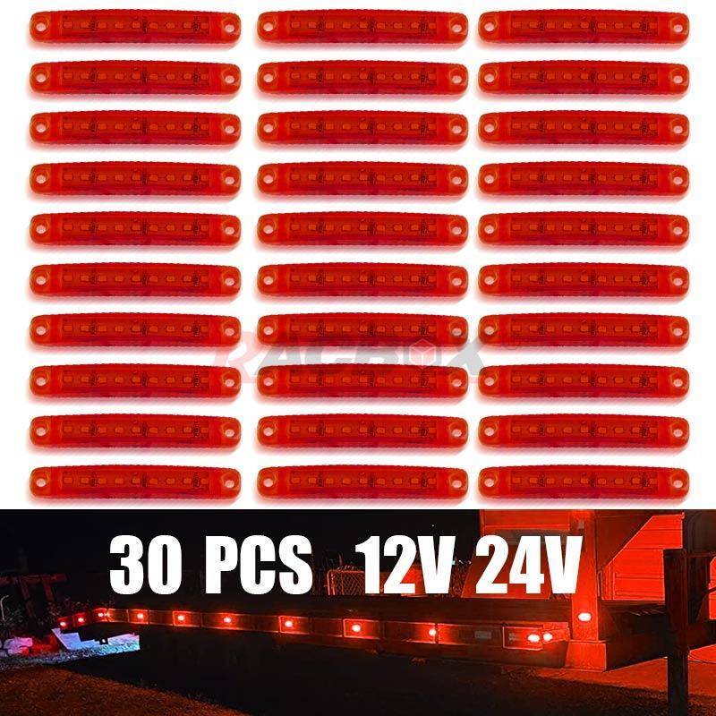 10Pcs Red LED Side Marker Light Bullet Clearance Light Truck Trailer Wateproof