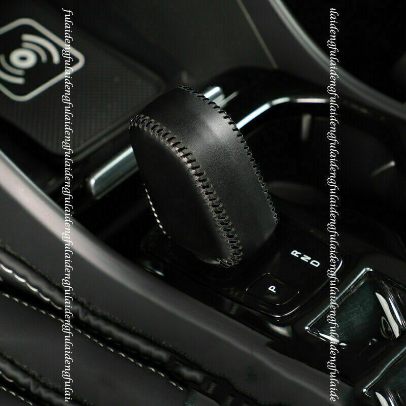 for Volvo XC40 2018-2022 Leather Black DIY Hand-stitched Gear Shift Knob Cover